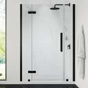 Ove Decors Tampa 48 in. L x 34 in. W x 72 in. H Alcove Shower Kit with Pivot Frameless Shower Door in Black and Shower Pan